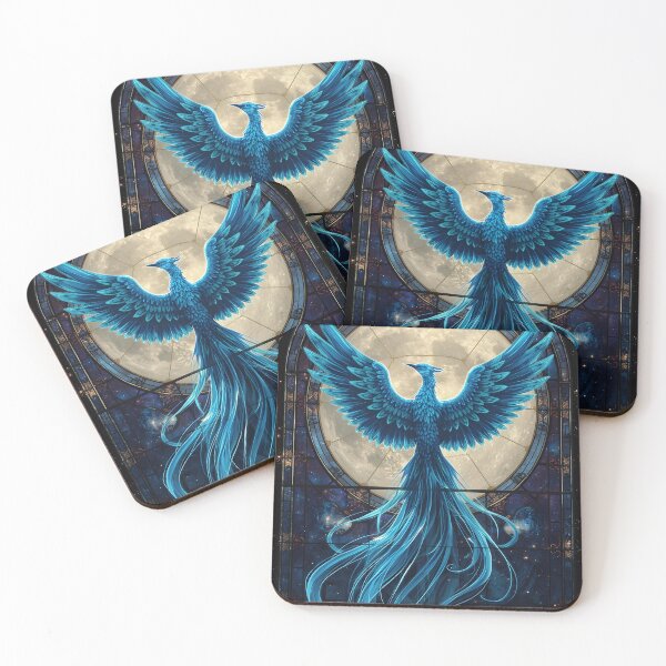 Item preview, Fenix Azul vitral, Criatura mítica, Animal de fantasía designed and sold by The Dream Lab.