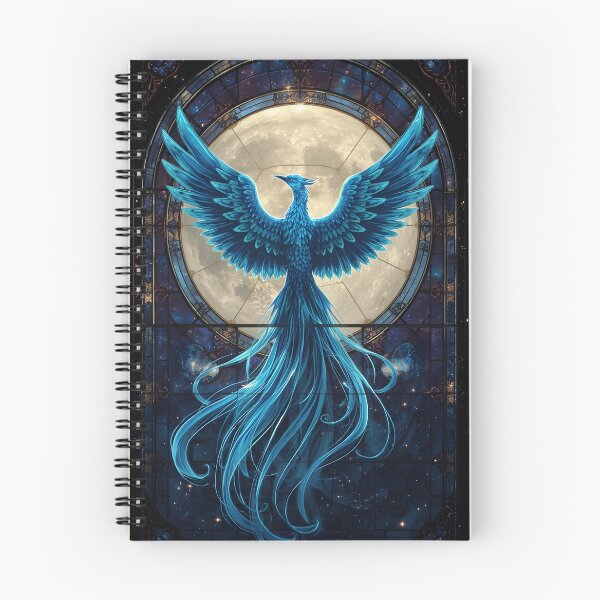 Item preview, Stained Glass Blue Phoenix, Mythical Creature, Fantasy Animal designed and sold by The Dream Lab.