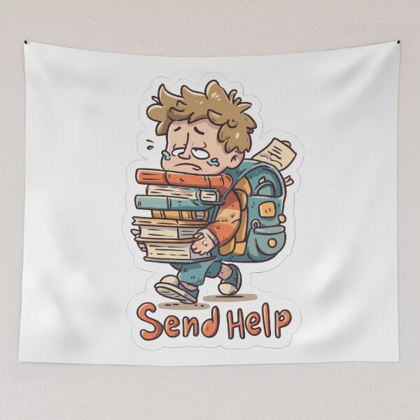 Item preview, Tired student with oversized backpack and books designed and sold by DadGenX.