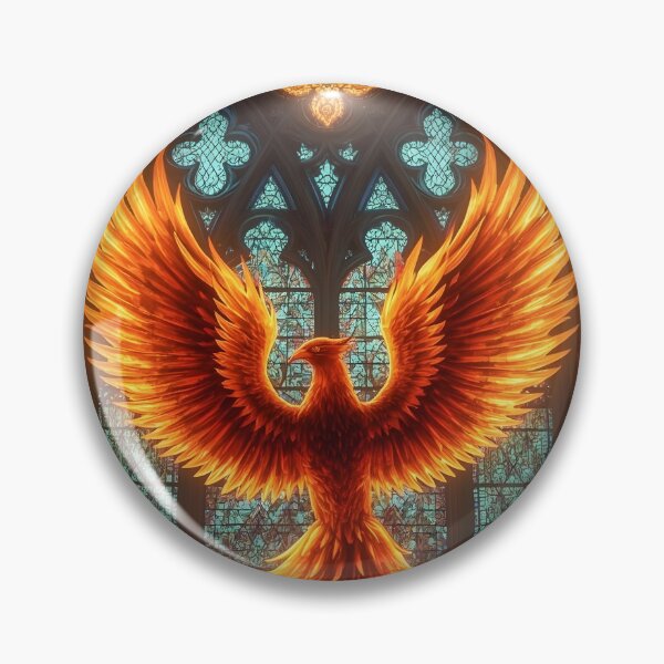 Item preview, Stained Glass Fire Phoenix, Mythical Creature, Fantasy Animal designed and sold by The Dream Lab.