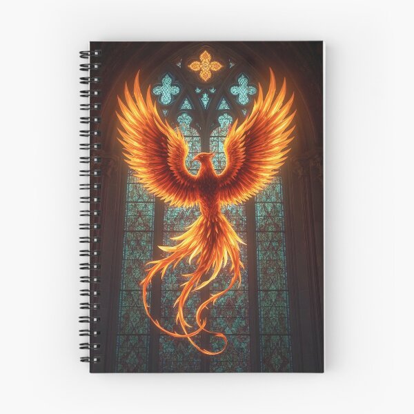 Item preview, Stained Glass Fire Phoenix, Mythical Creature, Fantasy Animal designed and sold by The Dream Lab.