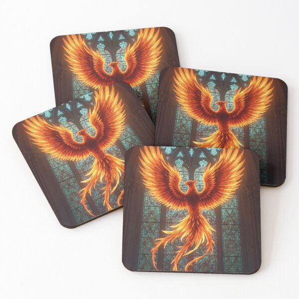 Item preview, Fenix de fuego vitral, Criatura mítica, Animal de fantasía designed and sold by The Dream Lab.