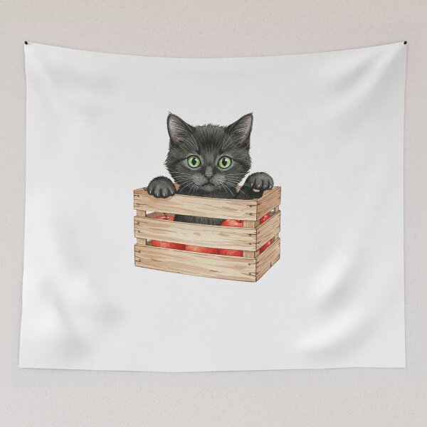 Item preview, Black Cat in Apple Crate Cute Fall Harvest Kitten designed and sold by MOHITSALVI.