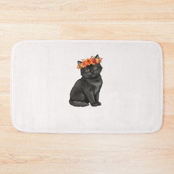 Item preview, Black Cat with Autumn Flower Crown designed and sold by MOHITSALVI.