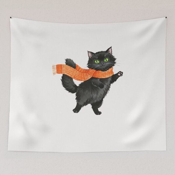Item preview, Black Cat with Orange Scarf designed and sold by MOHITSALVI.