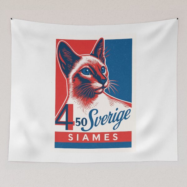 Item preview, Sweden Siamese Cat Stamp Poster designed and sold by retrographics.