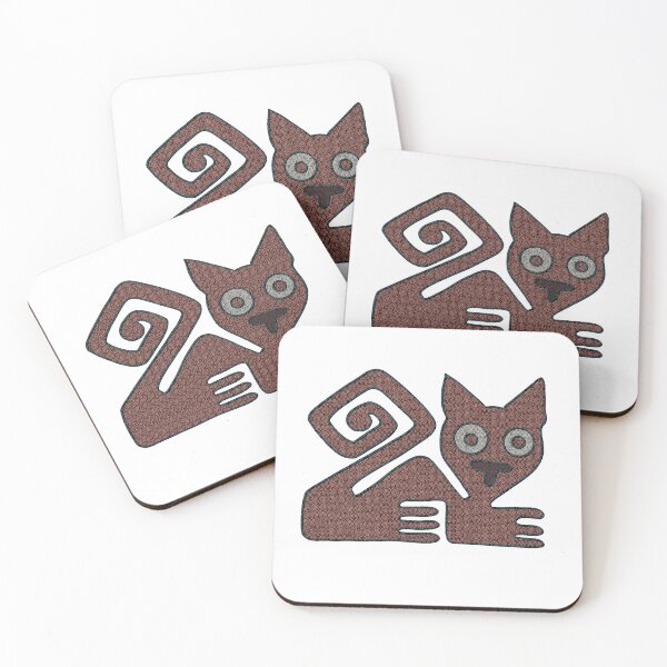 Item preview, Abstract Mexican mosaic tile stone cat flat stamp design designed and sold by DaveDanchuk.
