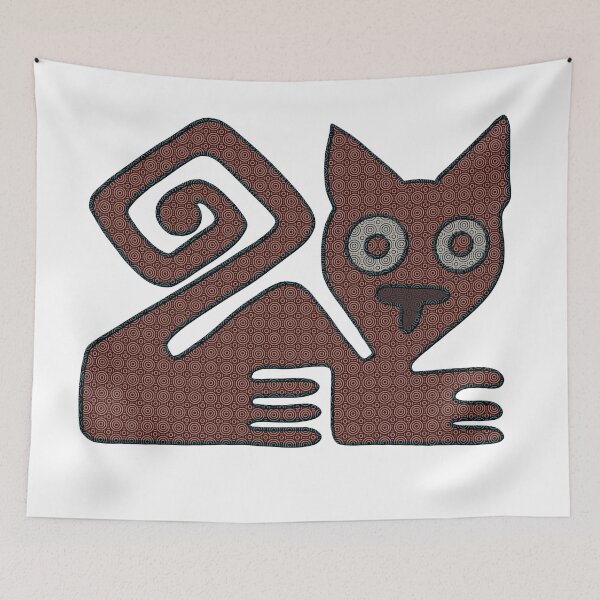 Item preview, Abstract Mexican mosaic tile stone cat flat stamp design designed and sold by DaveDanchuk.