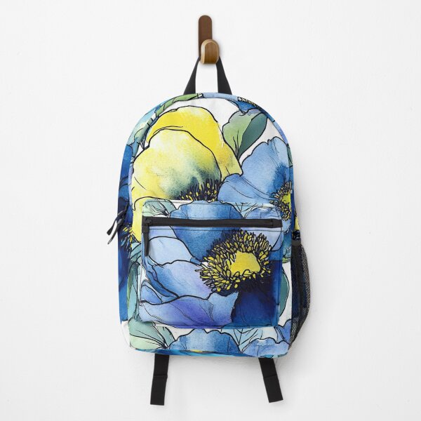 Item preview, Poppy Abstract in Blues and Green on White designed and sold by dawnleblanc55.