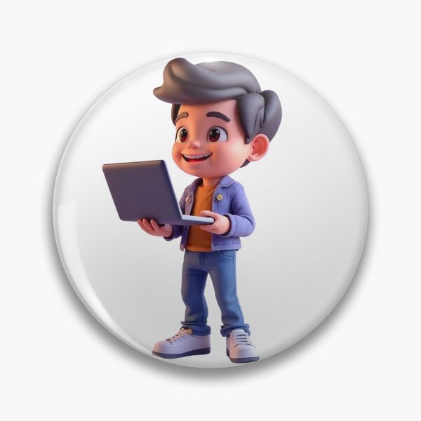 Item preview, Smiling Character Holding an Open Laptop – Modern Work from Home Illustration designed and sold by PrintCreations9.