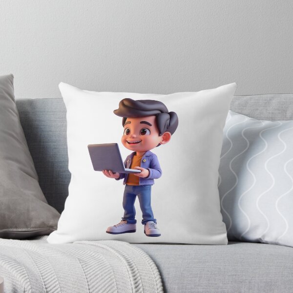 Item preview, Smiling Character Holding an Open Laptop – Modern Work from Home Illustration designed and sold by PrintCreations9.