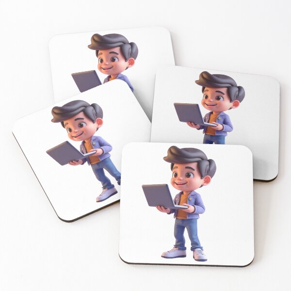 Item preview, Smiling Character Holding an Open Laptop – Modern Work from Home Illustration designed and sold by PrintCreations9.
