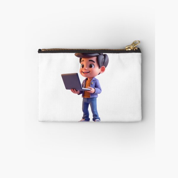 Item preview, Smiling Character Holding an Open Laptop – Modern Work from Home Illustration designed and sold by PrintCreations9.