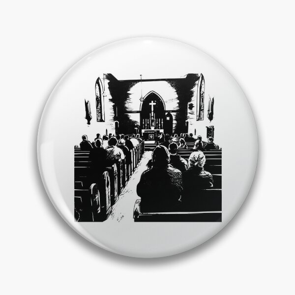 Item preview, Christmas Church Service – Reverent Holiday Illustration in Black and White designed and sold by inkoutninja.