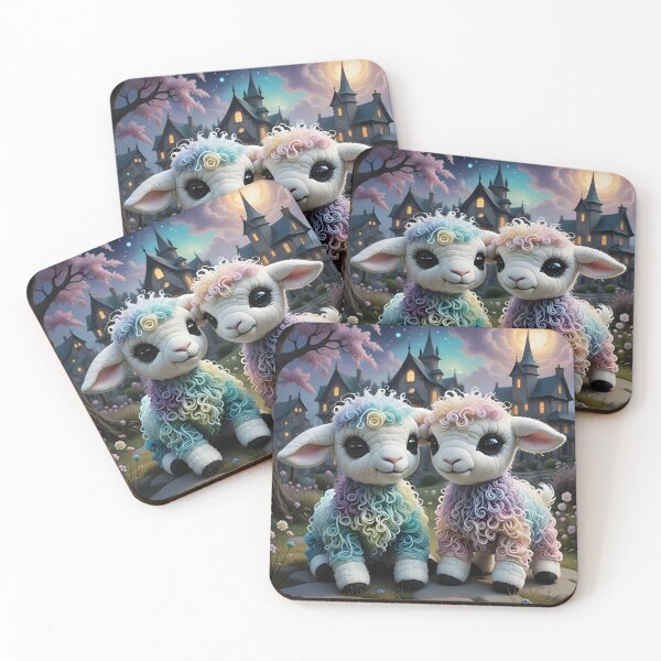 Item preview, Dark and whimsical Gemini plush lambs  designed and sold by ShyannT.