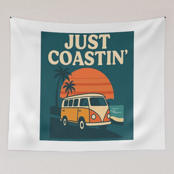 Item preview, Just Coastin’ – Safe Retro Beach Van & Sunset Design designed and sold by ArtsyEcho.