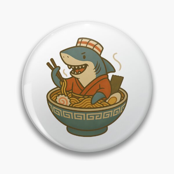 Item preview, Hungry Shark Enjoying a Giant Bowl of Delicious Ramen designed and sold by k3rstman1.