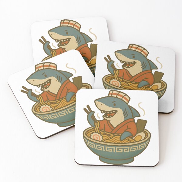 Item preview, Hungry Shark Enjoying a Giant Bowl of Delicious Ramen designed and sold by k3rstman1.