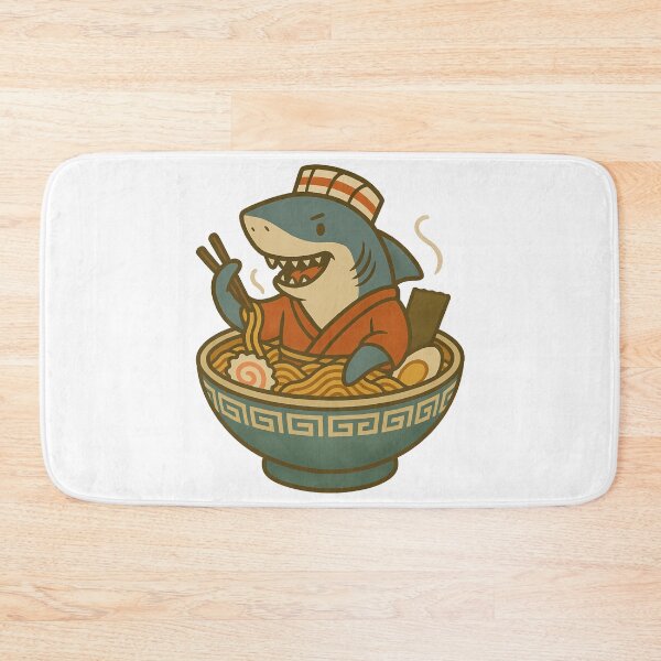 Item preview, Hungry Shark Enjoying a Giant Bowl of Delicious Ramen designed and sold by k3rstman1.