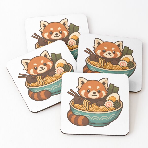 Item preview, Adorable Red Panda Enjoying Delicious Ramen Noodles designed and sold by k3rstman1.