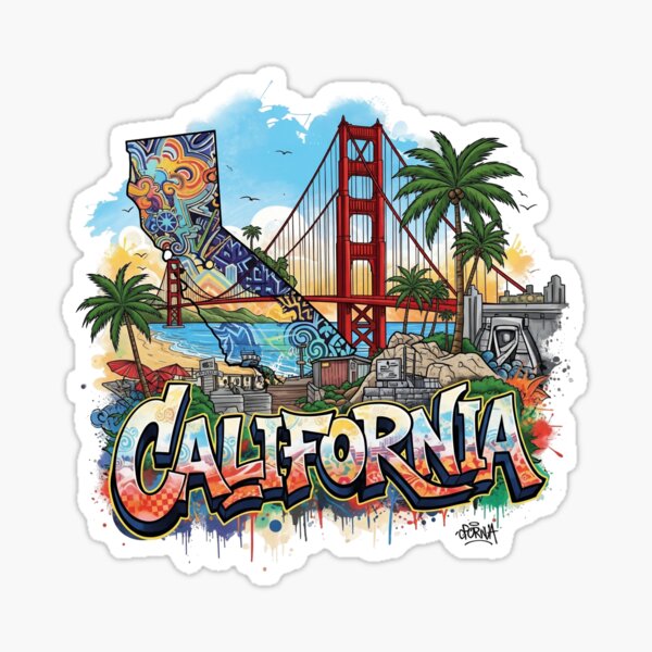 Vista previa del artículo con la obra «Diseño de camiseta estilo grafiti californiano», diseñado y vendido por GrimeInk.