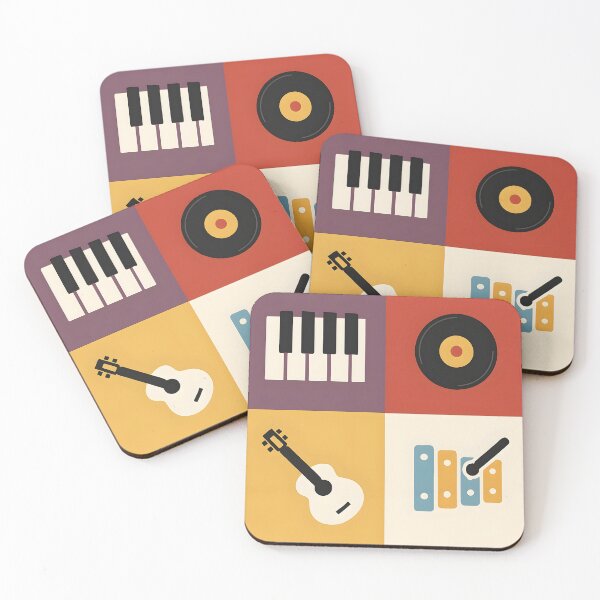 Item preview, Minimalist Musical Instruments – Piano, Guitar, Vinyl, Xylophone Sticker designed and sold by FestivityFinds.