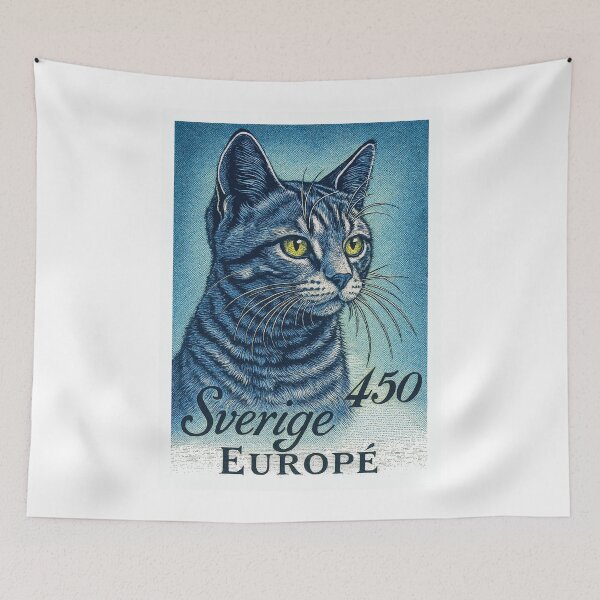 Item preview, Sweden European Cat Stamp Poster designed and sold by retrographics.
