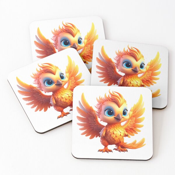 Item preview, 3D Baby Phoenix with Glowing Feathers – Cute Mythical Creature Fantasy Art designed and sold by PrintCreations9.