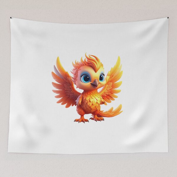 Item preview, 3D Baby Phoenix with Glowing Feathers – Cute Mythical Creature Fantasy Art designed and sold by PrintCreations9.