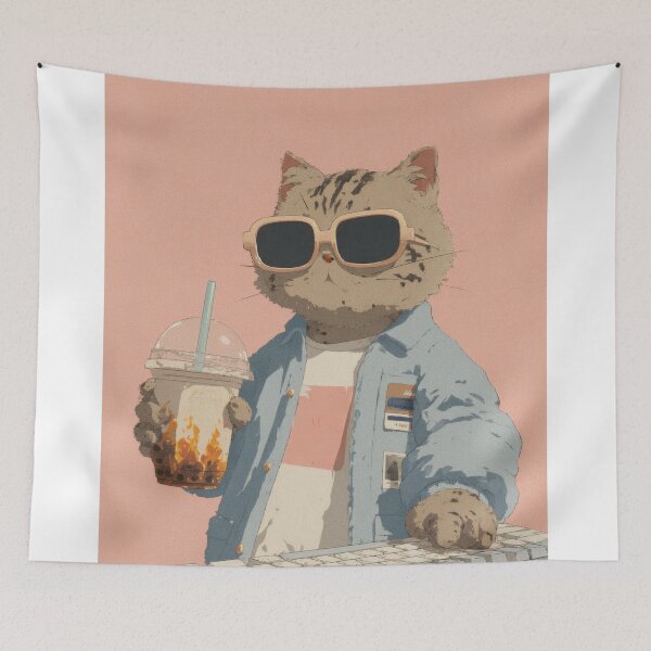 Item preview, Boba on Fire – Chill Cat, Hot Deadlines designed and sold by Tenalxp.