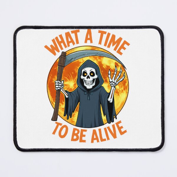 Item preview, What a Time to Be Alive – Grim Reaper Sticker | Funny Gothic Halloween Design designed and sold by CreaBubbles.