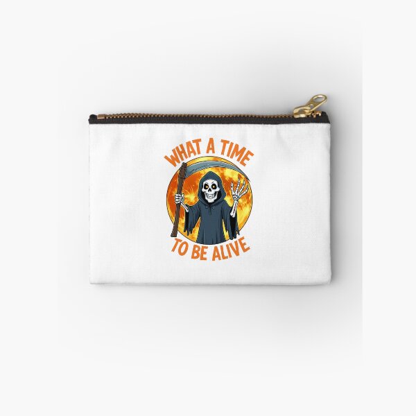 Item preview, What a Time to Be Alive – Grim Reaper Sticker | Funny Gothic Halloween Design designed and sold by CreaBubbles.