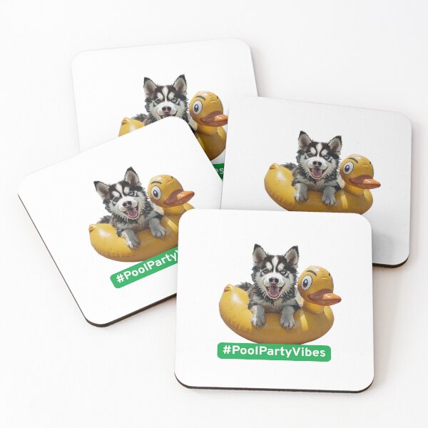 Item preview, #PoolPartyVibes - Adorable Husky Puppy in Duck Float Summer Fun designed and sold by Colorful-Garden.