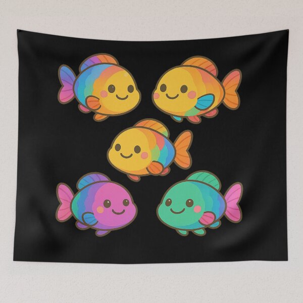 Item preview, Parrot Fish Kawaii Rainbow Ocean Friends designed and sold by DamioPolArt.
