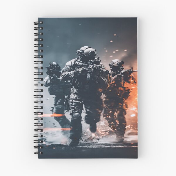 Item preview, Three Soldiers Advancing Through Intense Battle Scene designed and sold by Piotrek0001.