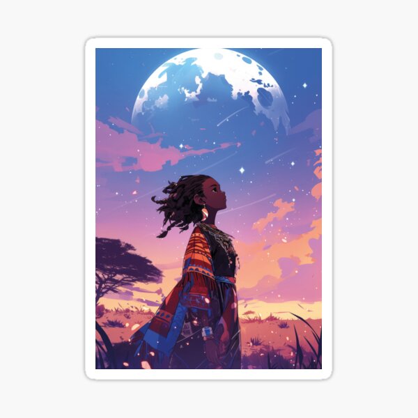 Item preview, African American girl, boho anime designed and sold by Mauswohn.