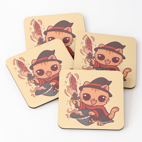 Item preview, Magic Wizard Cat – Fantasy Chibi Art with Fire Sword (Brave House) designed and sold by BGMeYou.