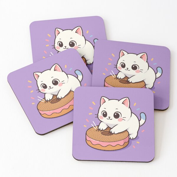 Item preview, White Kitten Donut Scratcher designed and sold by Yuliya Brush.