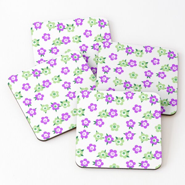 Item preview, Green purple floral pattern retro sixties designed and sold by fuzzyfox.