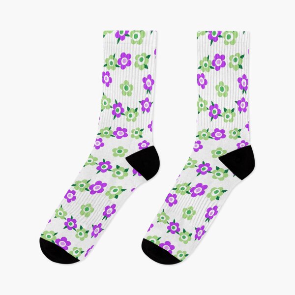 Item preview, Green purple floral pattern retro sixties designed and sold by fuzzyfox.
