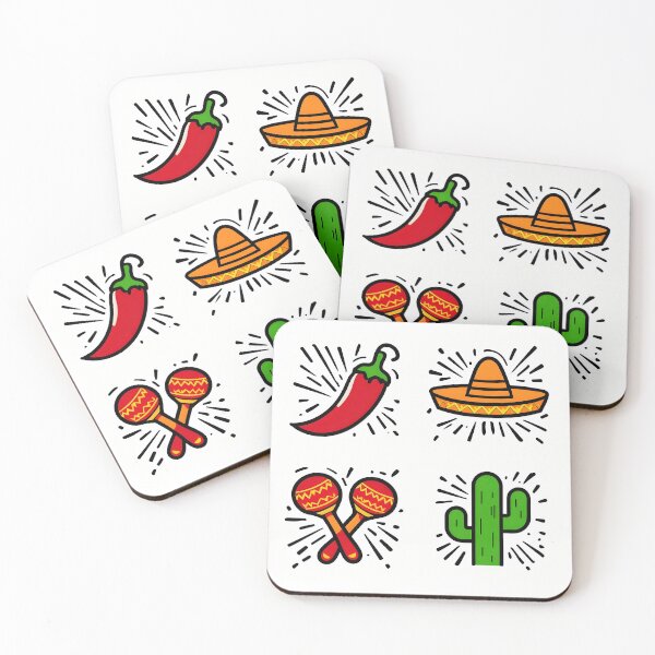 Item preview, Vibrant Mexican-Themed Cartoon Illustrations – Chili, Sombrero, Maracas, and Cactus Sticker designed and sold by FestivityFinds.