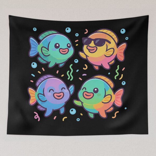 Item preview, Parrot Fish Party – Kawaii Ocean Dance designed and sold by DamioPolArt.