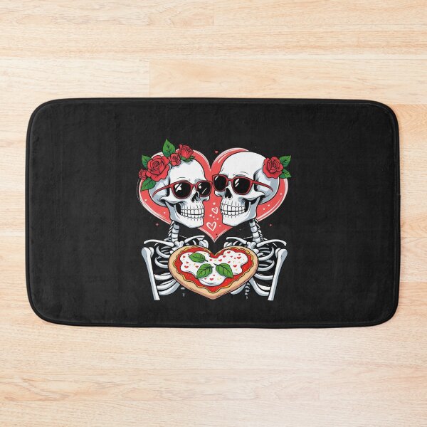 Item preview, Skeleton Couple Sharing Heart-Shaped Pizza – Cute Gothic Valentine Design designed and sold by ColorSplash123.