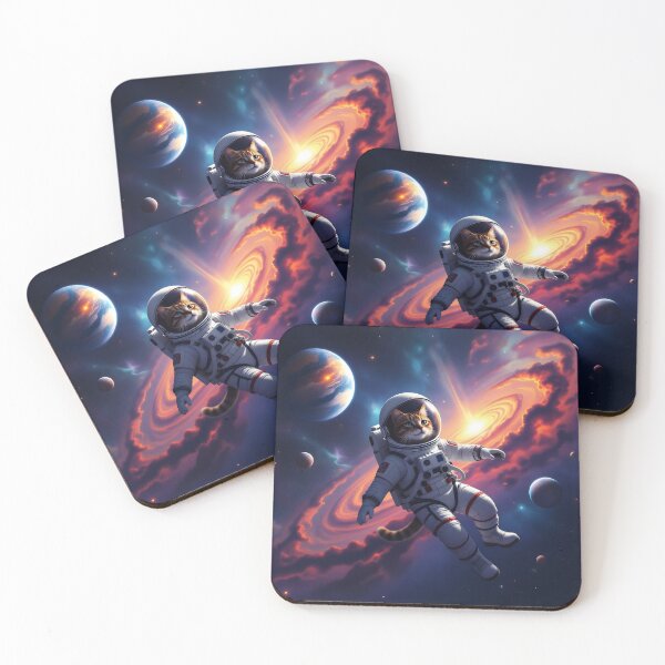 Item preview, Cat floating into Space with Universe and Nebula designed and sold by Erlin Rudho.