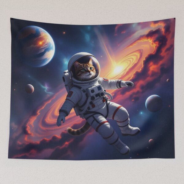 Item preview, Cat floating into Space with Universe and Nebula designed and sold by Erlin Rudho.