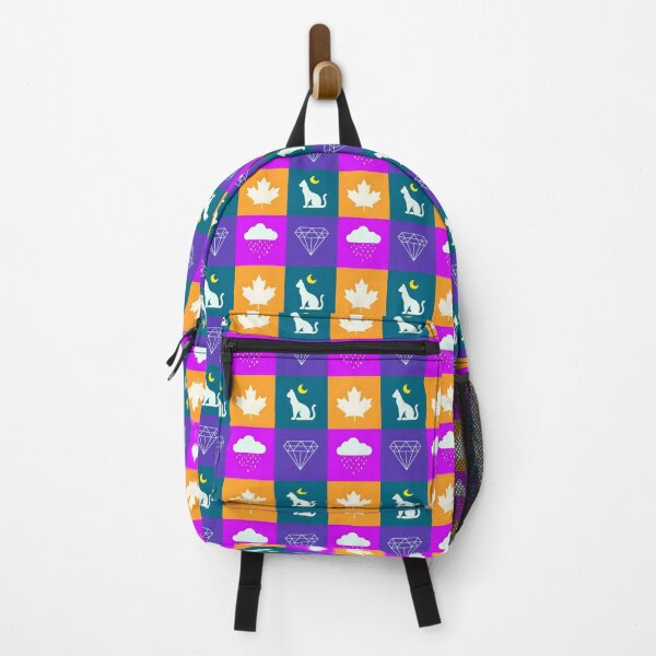 Item preview, Vibrant Minimalist Quadrant Design with Stylized Symbols – Cat, Leaf, Diamond, and Cloud Sticker designed and sold by FestivityFinds.