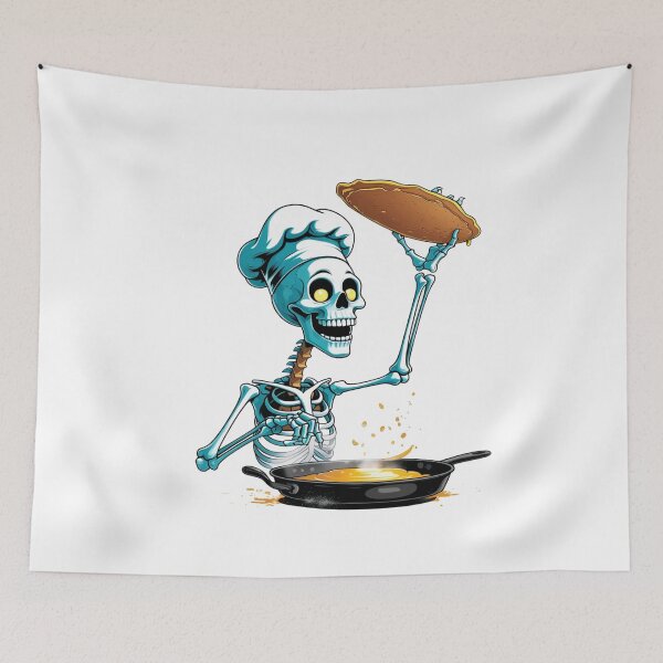 Item preview, Skeleton Chef Flipping Pancakes – Funny Breakfast Vibes Cooking Design designed and sold by ColorSplash123.