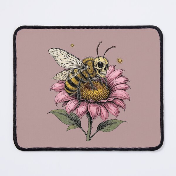 Item preview, Skeleton in Bee Costume Buzzing Around Flower – Funny Cartoon Gothic Insect Design designed and sold by ColorSplash123.