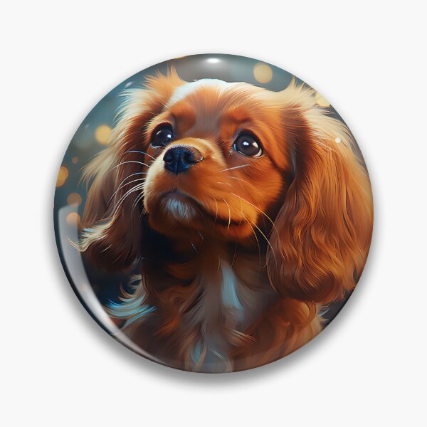 Item preview, An image of a very cute ruby Cavalier King Charles Spaniel puppy looking into a starry sky in the style of charming and playful designed and sold by AI-Only Creations.