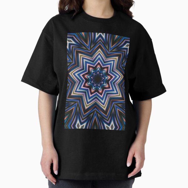 TEWELKO - ACTIVE Abstract Pattern Oversized T-Shirt
